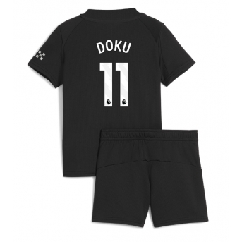 Billige Fotballdrakt Manchester City Jeremy Doku #11 Replika Bortedraktsett Barn 2025-26 Kortermet (med bukser)